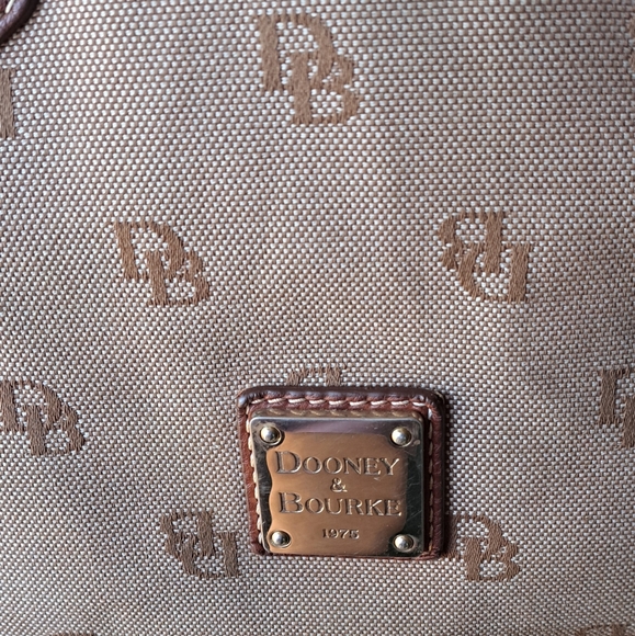 Vintage Dooney & Bourke Tan and Brown Logo Satchel - Picture 2 of 16